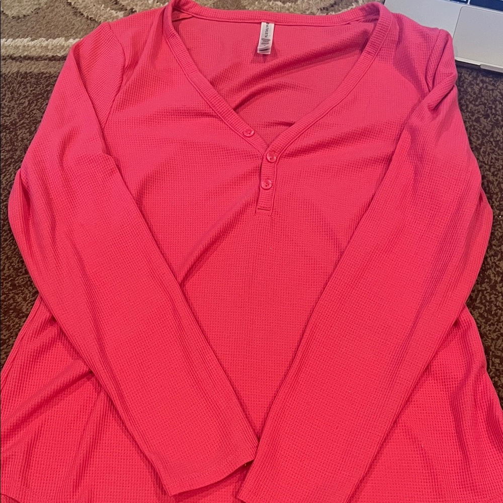 Athleta Pink Long Sleeve V-Neck Top